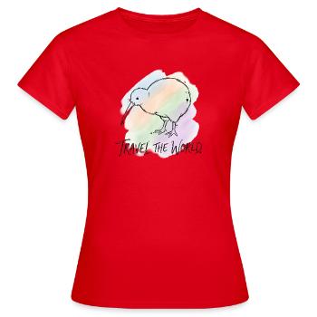 Illustration de l’aquarelle d’un oiseau kiwi du World Tour - T-shirt Femme - rouge - Devant - AI Model Female 172 dark (172cm)