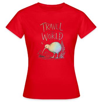 Voyagez autour du monde avec un oiseau coloré - T-shirt Femme - rouge - Devant - AI Model Female 172 dark (172cm)