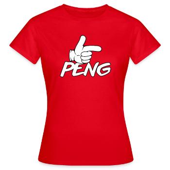 Dessin animé au doigt index de PENG - T-shirt Femme - rouge - Devant - AI Model Female 172 dark (172cm)