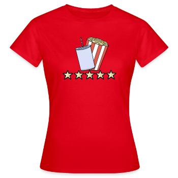 5 Star Movie Night Cinema Popcorn And Soda Review - Women's T-Shirt - red - Front - AI Model Female 172 dark (172cm)