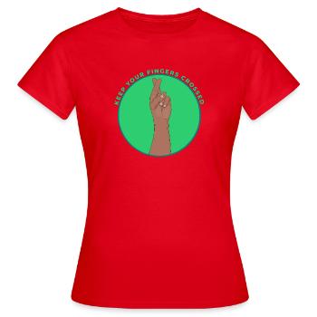 Croisez les doigts pour le porte-bonheur vintage - T-shirt Femme - rouge - Devant - AI Model Female 172 dark (172cm)