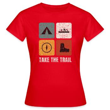 Hiking Vintage Panels - Women's T-Shirt - red - Front - AI Model Female 172 dark (172cm)