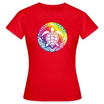 Rainbow Turtle Mandala Ocean Circle - Women's T-Shirt - red - Front - AI Model Female 172 dark (172cm)