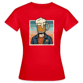 Vintage Beer, Beer Lover, Beer Drinking Head, - Women's T-Shirt - red - Front - AI Model Female 172 dark (172cm)