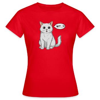 Chat Wondered Comic - T-shirt Femme - rouge - Devant - AI Model Female 172 dark (172cm)