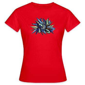 Blue-green fragment flower - Women's T-Shirt - red - Front - AI Model Female 172 dark (172cm)