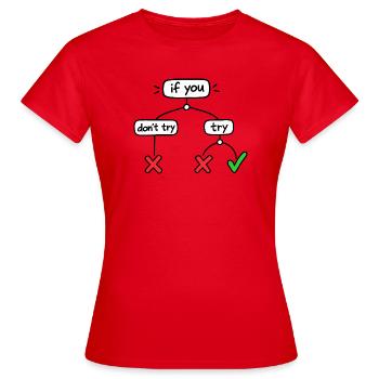 Humor lover, logical, decision-making, funny - Women's T-Shirt - red - Front - AI Model Female 172 dark (172cm)