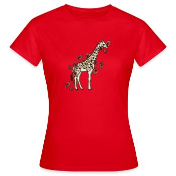 Girafe en fleurs avec des roses - T-shirt Femme - rouge - Devant - AI Model Female 172 dark (172cm)