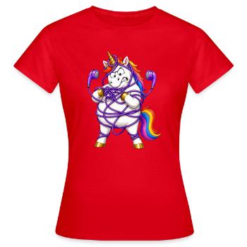 Unicorn Tangled In Earbuds - Women's T-Shirt - red - Front - AI Model Female 172 dark (172cm)