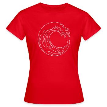 Ocean Wave – Minimalist Line Art Sea Wave - Women's T-Shirt - red - Front - AI Model Female 172 dark (172cm)