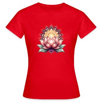 Le Mandala du Lotus Soleil fleurit - T-shirt Femme - rouge - Devant - AI Model Female 172 dark (172cm)
