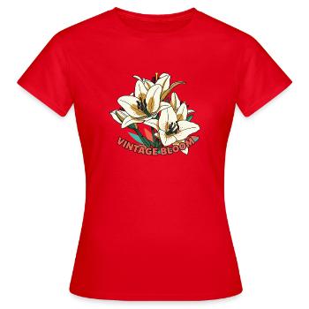 Lilies Vintage Bloom Flowers Rétro - T-shirt Femme - rouge - Devant - AI Model Female 172 dark (172cm)