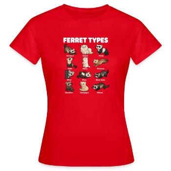 Ferret Types, Cute Different Ferrets - Women's T-Shirt - red - Front - AI Model Female 172 dark (172cm)