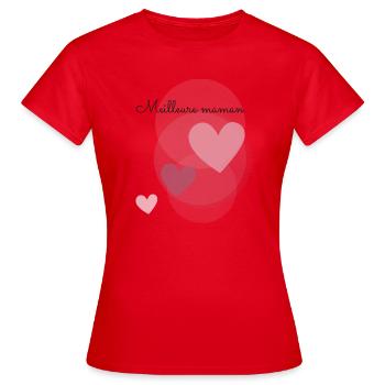 MAMAN. FÊTE DES MÈRES. COEUR. FÊTE. BONNE FÊTE - T-shirt Femme - rouge - Devant - AI Model Female 172 dark (172cm)
