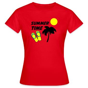 Beach flip-flops in the sunlight - Women's T-Shirt - red - Front - AI Model Female 172 dark (172cm)