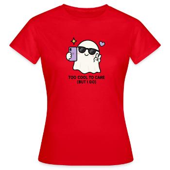 Gen Z trop cool pour s’en soucier, selfie fantôme de Kawaii drôle S - T-shirt Femme - rouge - Devant - AI Model Female 172 dark (172cm)