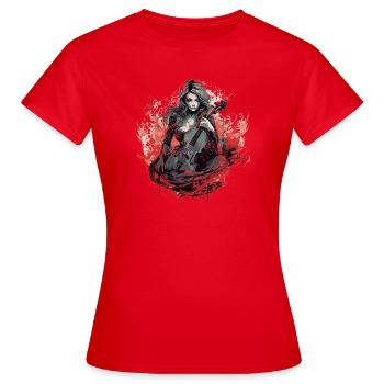 Violoncelliste, violoncelliste-musicien, sorcellerie gothique - T-shirt Femme - rouge - Devant - AI Model Female 172 dark (172cm)