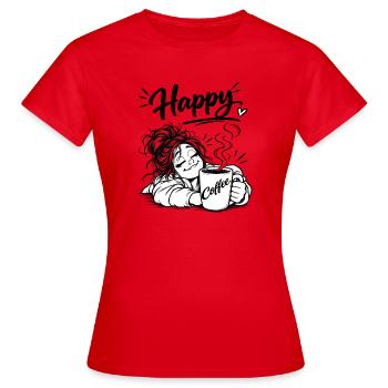 Coffee makes me happy - Women's T-Shirt - red - Front - AI Model Female 172 dark (172cm)