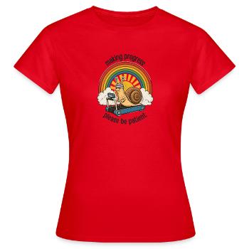 Escargot patient sur tapis roulant - T-shirt Femme - rouge - Devant - AI Model Female 172 dark (172cm)