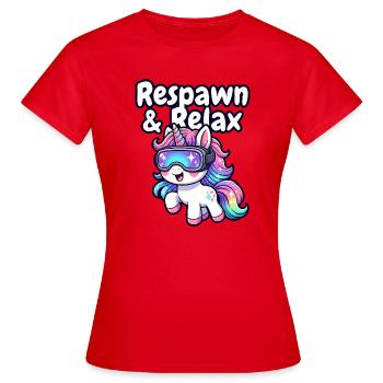 Unicorn VR Chill : Réapparition & Détente - T-shirt Femme - rouge - Devant - AI Model Female 172 dark (172cm)