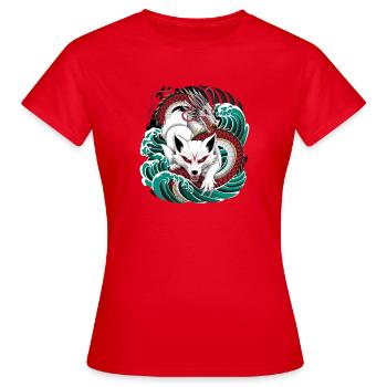 Japanese Kitsune Fox And Dragon In - Women's T-Shirt - red - Front - AI Model Female 172 dark (172cm)