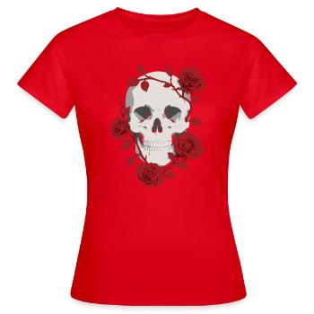 Crimson Rose Skull - Women's T-Shirt - red - Front - AI Model Female 172 dark (172cm)