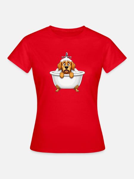 Schreckliche Hundebadezeit Flucht - Frauen T-Shirt - Rot