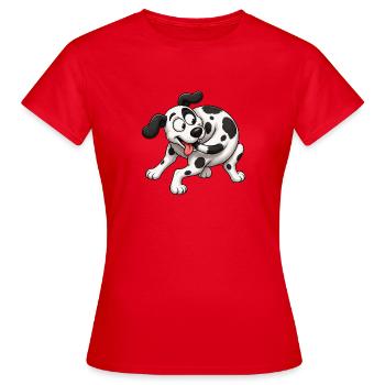 Dizzy Dalmatian Tail Chasing Tornado - Women's T-Shirt - red - Front - AI Model Female 172 dark (172cm)