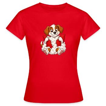 Guilty Puppy Pillow Explosion - Women's T-Shirt - red - Front - AI Model Female 172 dark (172cm)