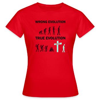 Évolution vers la Croix : la foi l’emporte - T-shirt Femme - rouge - Devant - AI Model Female 172 dark (172cm)