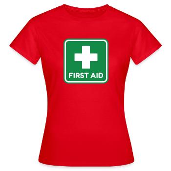 First Aid Green Medical Cross Healthcare Safety Si - Women's T-Shirt - red - Front - AI Model Female 172 dark (172cm)