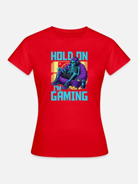 Skeleton Gamer Gaming Halloween - Frauen T-Shirt - Rot