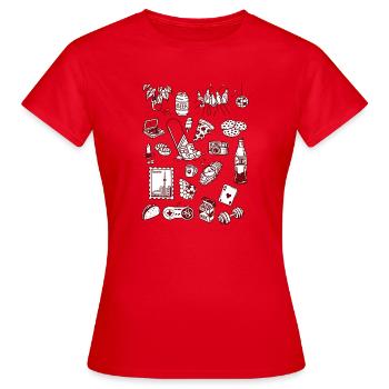 Mélange de Snacks et Gribouillis de la Vie Nocturne - T-shirt Femme - rouge - Devant - AI Model Female 172 dark (172cm)