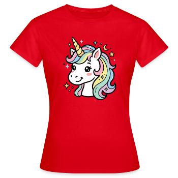 Pastel Star Unicorn - Women's T-Shirt - red - Front - AI Model Female 172 dark (172cm)