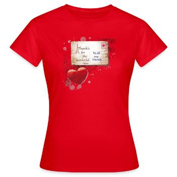 Paris Postcard Thank You to Friends - Women's T-Shirt - red - Front - AI Model Female 172 dark (172cm)