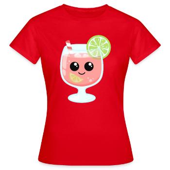 Pink summer drink with lime in aperitif glass - Women's T-Shirt - red - Front - AI Model Female 172 dark (172cm)