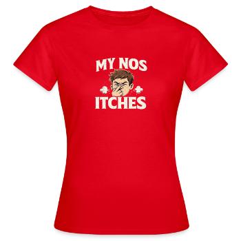 Mon dessin animé Nos me gratte - T-shirt Femme - rouge - Devant - AI Model Female 172 dark (172cm)