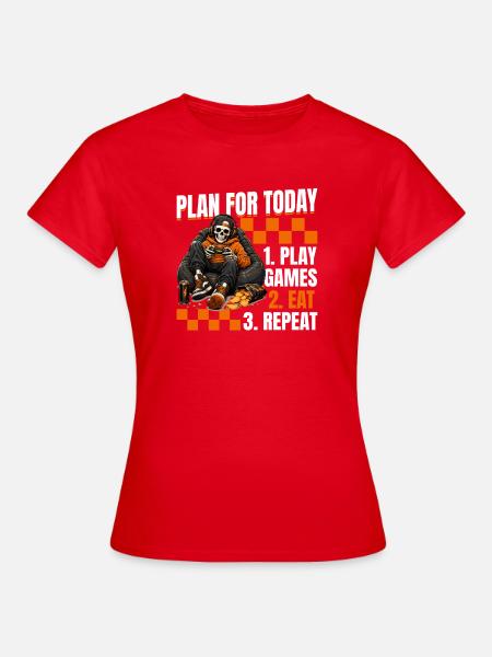 Skeleton Gamer Gaming Halloween - Frauen T-Shirt - Rot