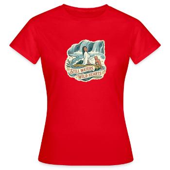 Woman by the waterfall in retro style - Women's T-Shirt - red - Front - AI Model Female 172 dark (172cm)