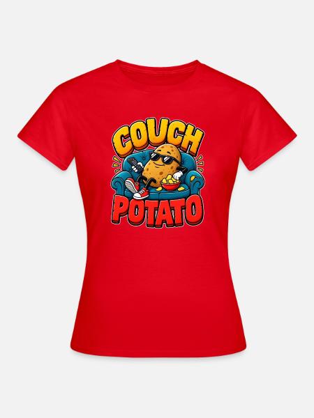 Kuschelige Couch Potato Illustration - Frauen T-Shirt - Rot