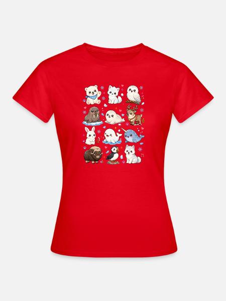 Kawaii Polartiere | Arktis & Winter - Frauen T-Shirt - Rot