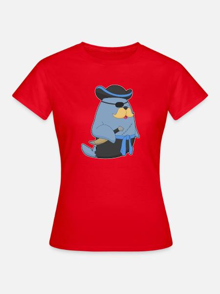 Seehund Pirat Augenklappe - Frauen T-Shirt - Rot