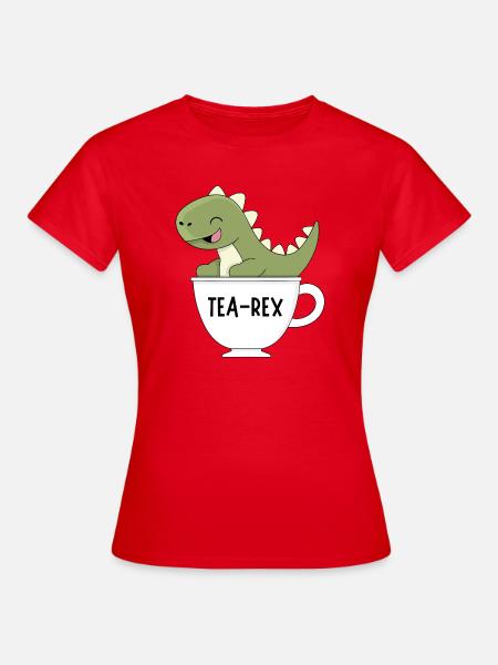 tea-rexTea Rex – Süßer Dinosaurier-Teetrinker Kawaii - Frauen T-Shirt - Rot