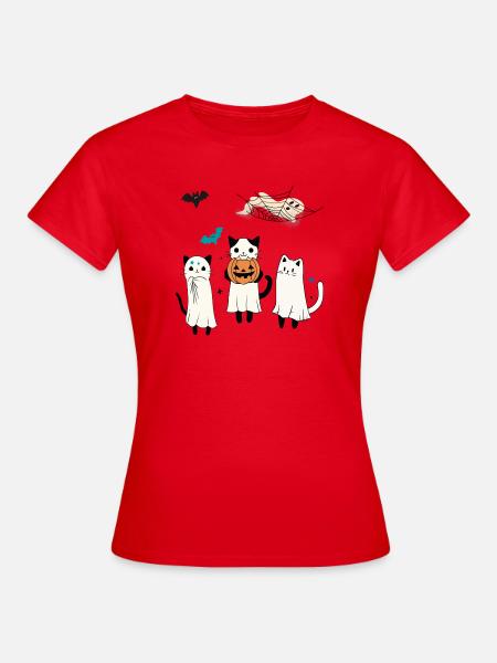 Katzen Halloween - Frauen T-Shirt - Rot