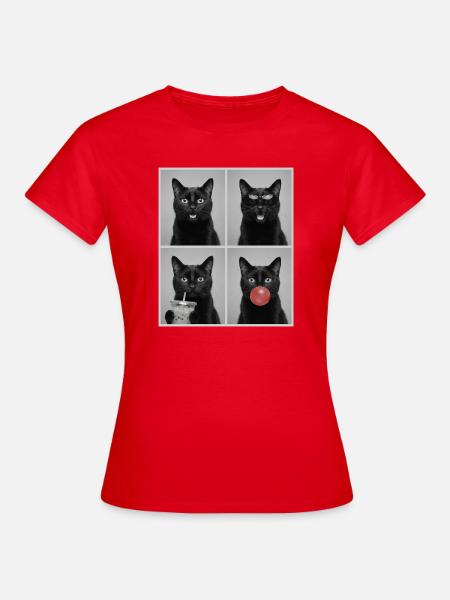 Katzen schwarze Katze - Frauen T-Shirt - Rot