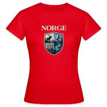 Norwegen Wappen Elch Wikinger Schiff Nordlichter - Frauen T-Shirt - Rot - Vorne - AI Model Female 172 dark (172cm)