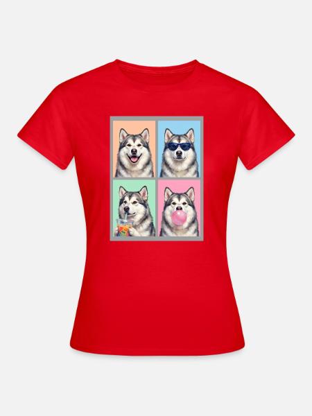 Hunde Alaskan Malamute Hund - Frauen T-Shirt - Rot