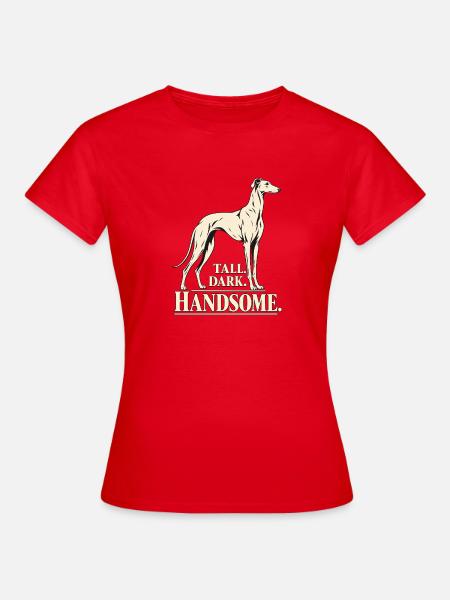 Großes dunkles, gutaussehendes Windhundhemd - Frauen T-Shirt - Rot