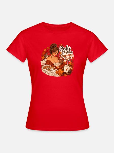 Boobs, Blankets & Pumpkin Spice - Frauen T-Shirt - Rot
