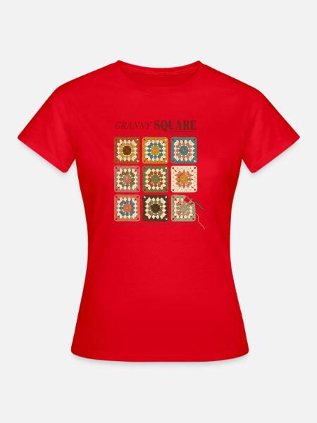 Granny Square Häkelmuster Bunte Wolle - Frauen T-Shirt - Rot